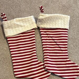 Red and White Striped Christmas Stockings